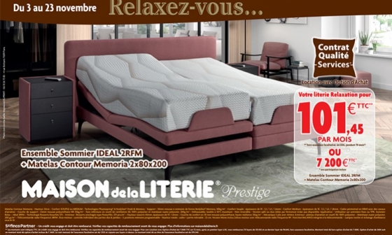 [OFFRE]Ensemble sommier IDEAL 2RFM & matelas Contour Memoria 2 x 80 x 200