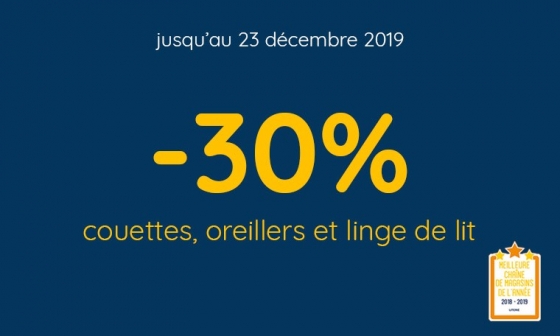 [PROMO] -30% sur couettes, oreillers et linge de lit !